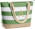 YOOLIFE Initial Canvas Waterproof Beach Tote Bag Zipper Personalized Gifts by YOOLIFE