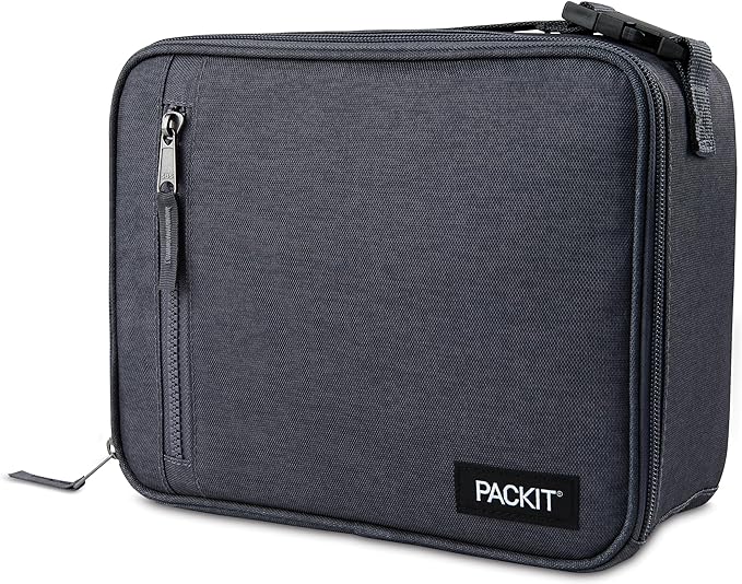 PackIt Freezable Classic Lunch Box, City Charcoal, Built by PackIt