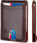 SERMAN BRANDS RFID Blocking Slim Bifold Genuine Leather Minimalist Front Pocket by SERMANBRANDS