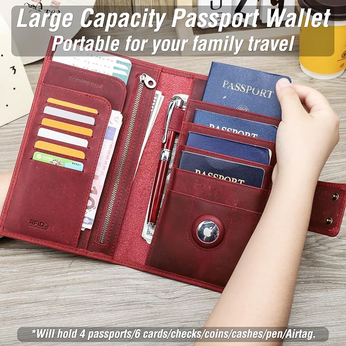 Top Grain Leather Travel Passport Wallet Holder - Image 3