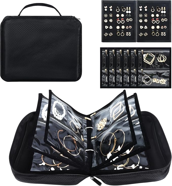 Meneng Travel Jewelry Case Organizer: Jewelry Bags Storage Book Binder - Image 8