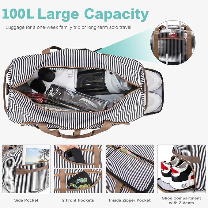 100L Duffle Bag for Travel, Large Foldable Waterproof Travel Duffel Bags - Image 4