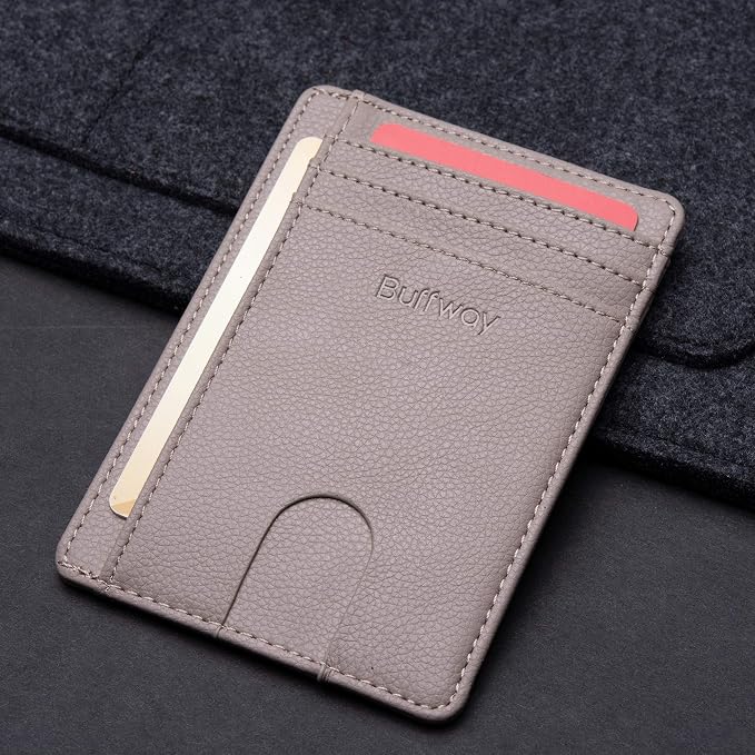Buffway Slim Minimalist Front Pocket RFID Blocking Leather Wallets - Image 4