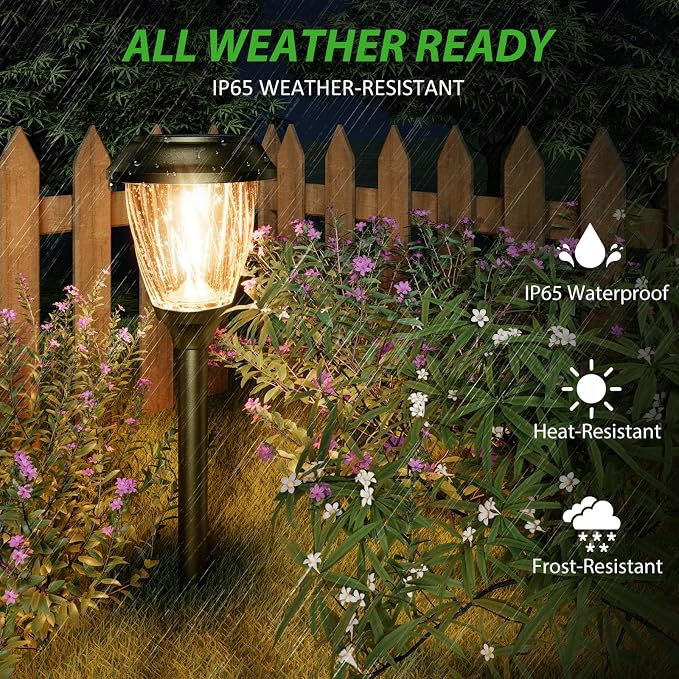 XMCOSY+ Solar Pathway Lights Outdoor, 10/25 LM in 2 Lighting Modes, Glass - Image 5