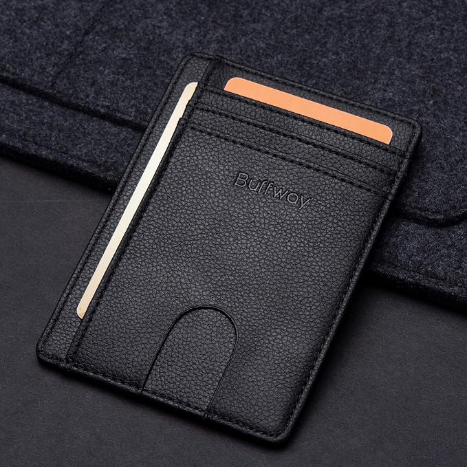 Buffway Slim Minimalist Front Pocket RFID Blocking Leather Wallets - Image 4