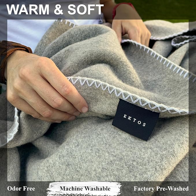 EKTOS 100% Virgin Wool Blanket, Heavy Duty Camp Gear, Cold Weather Bedding - Image 2