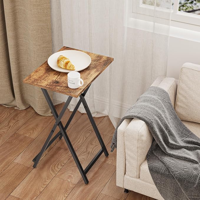 Foldable TV Trays, Small Folding Table, TV Trays Set of 2, TV Dinner Tray - Image 2