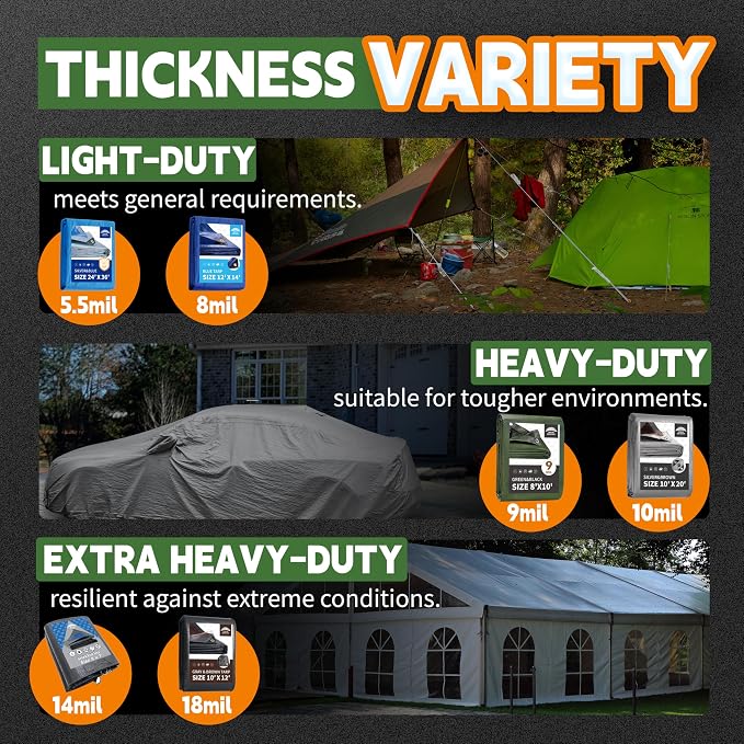 6x8 Feet Tarp Waterproof, Small Tarps, 9Mil Thick, Finished Size Tarps - Image 8
