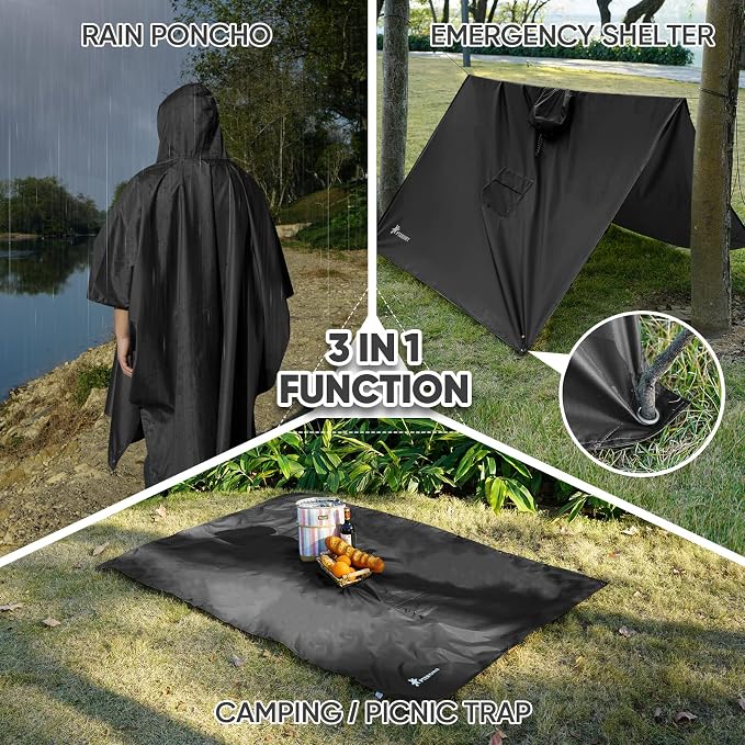 PTEROMY Hooded Rain Poncho for Adult - Image 2