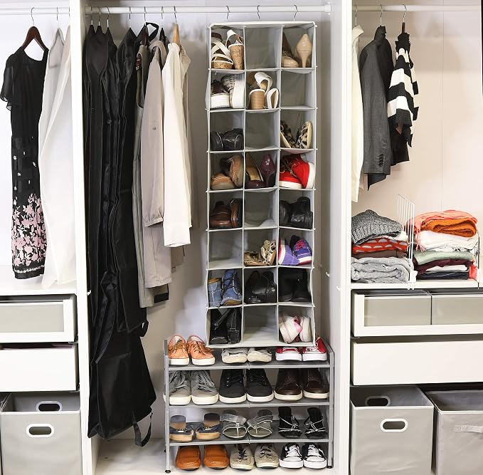 Simple Houseware Hanging Closet Organizers 24 Section Shoe Shelves - Image 5