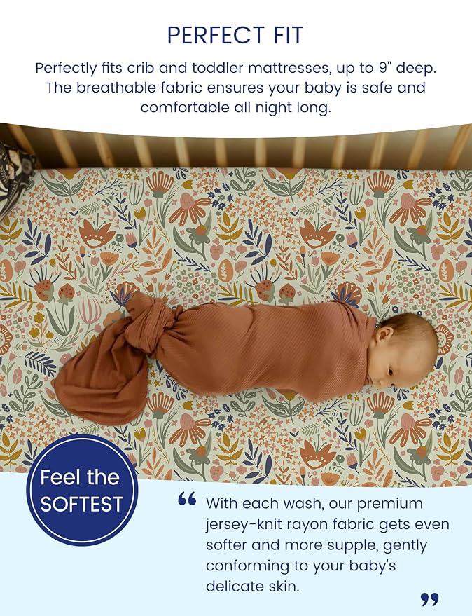 TotAha Crib Sheets for Boys Girls, Buttery Soft Crib Mattress Fitted Sheet - Image 3