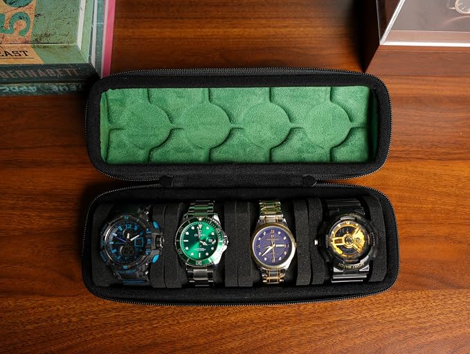4 slots watch travel case roll, hard watch box storage organizer - Image 5
