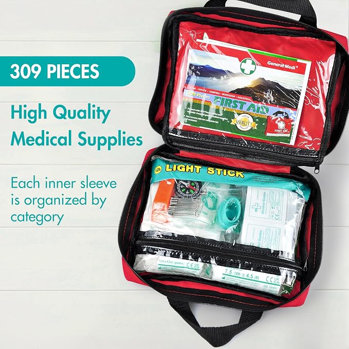 General Medi First Aid Kit -309 Pieces- Reflective Bag Design - Image 3