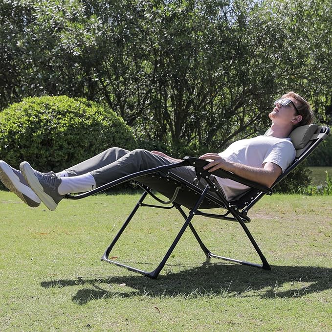 Oversized Padded Zero Gravity Lounge Chair Set of 2, Foldable Patio Anti - Image 6