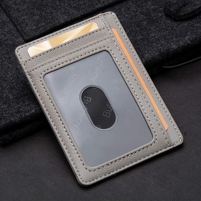Buffway Slim Minimalist Front Pocket RFID Blocking Leather Wallets - Image 3