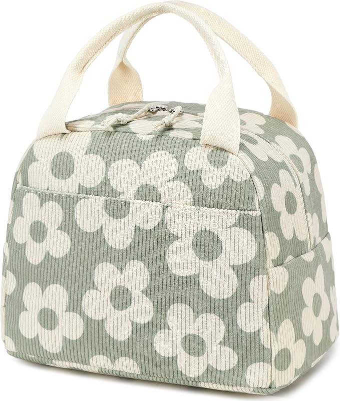 Bluboon Lunch Bag for Women Men Cute Corduroy Lunch Tote Bags Reusable by BLUBOON