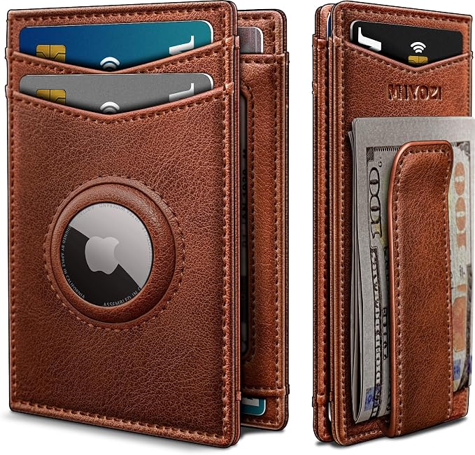 Airtag Wallet for Men- with Money Clip Gift Boxed, Magnetic Closure Slim by Miyozi