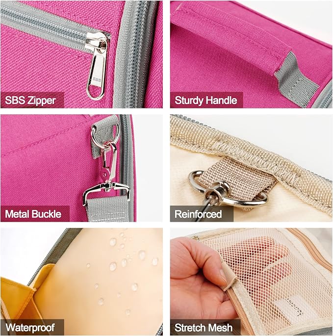 Hanging Travel Toiletry Bag for Women and Men, 6 Organizer Compartments - Image 7