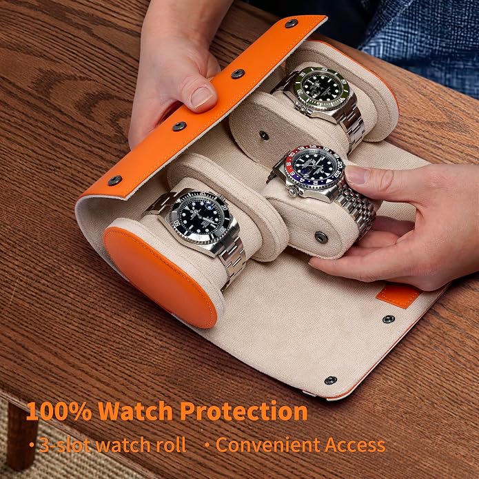 MOZSLY Watch Roll Travel Case 3 Slots Portable Box - Image 3
