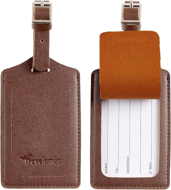 8 Pack Leather Luggage Travel Bag Tags by Travelambo - Image 3