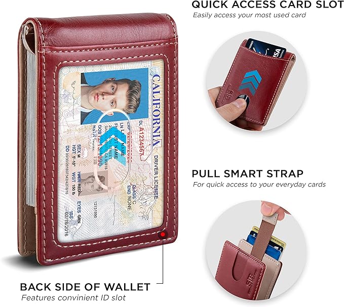 SERMAN BRANDS RFID Blocking Slim Bifold Genuine Leather Minimalist Front Pocket - Image 4