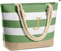YOOLIFE Initial Canvas Waterproof Beach Tote Bag Zipper Personalized Gifts by YOOLIFE