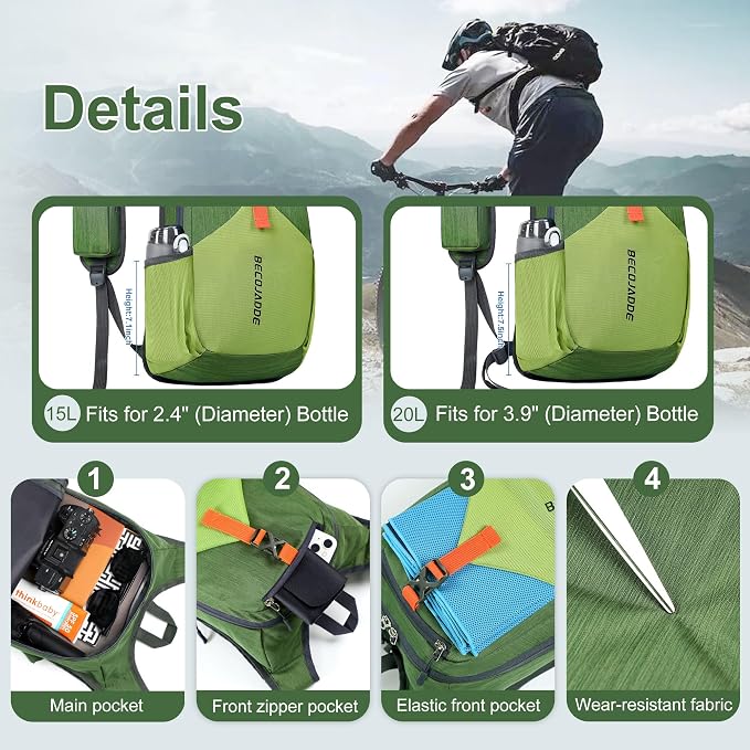 15L Small Hiking Backpack for Men Women Foldable Packable Back Pack Ultralight - Image 3