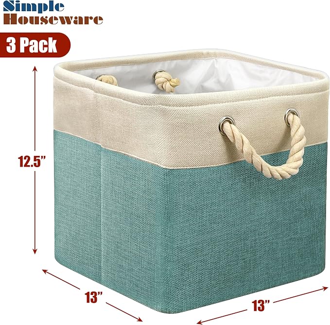 SIMPLE HOUSEWARE Fabric Storage Cubes, 3 Pack - Image 2