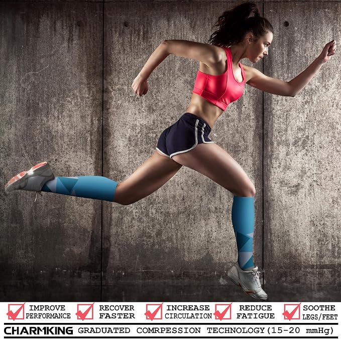 CHARMKING Compression Socks for Women & Men Circulation 15-20 mmHg is Best - Image 2