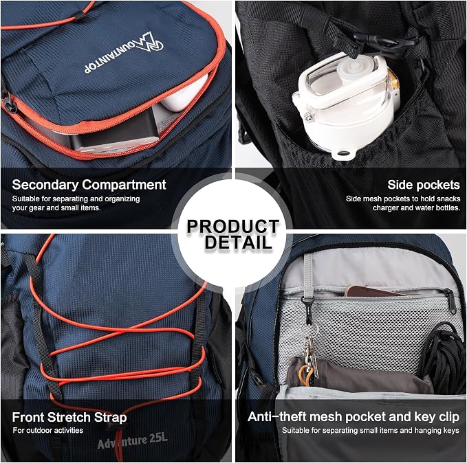 MOUNTAINTOP Hiking Backpack, 25L Camping Backpack, Men Women Hiking Daypack - Image 6