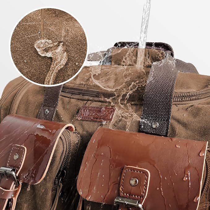 Wildroad Waxed Canvas Genuine Leather 50L Waterproof Duffle Bag - Image 4