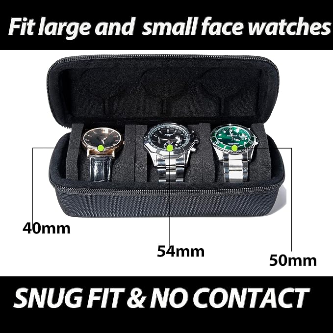 3 Slot Hard Watch Travel Case, Watch Roll Case Storage and Organizer - Image 8