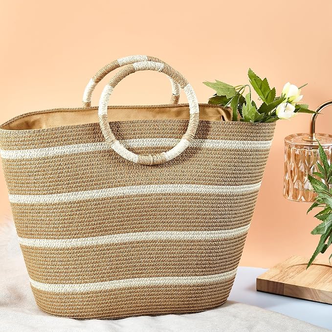 Beach Bags for Women Straw Tote Bag Summer Beach Bag Large Woven Straw Tote for - Image 8