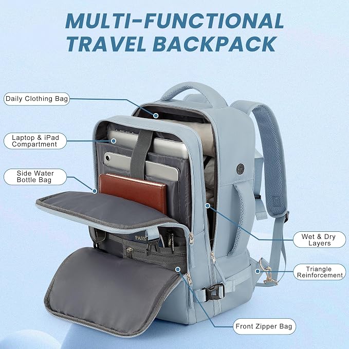 Travel laptop Backpack for Women, Personal Item Size Flight Approved, 16 Inch - Image 9