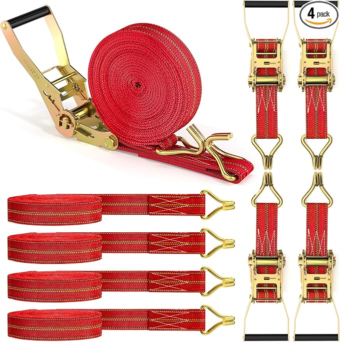 4Pack Heavy Duty Ratchet Straps, 2” 32Ft Ratchet Tie Down Strap, Tie Down by WENQUIT