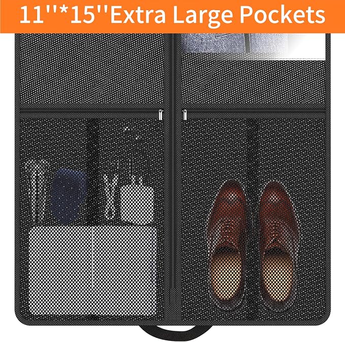 Suit Garment Clothes Travel Bag: 43 inch Lightweight Foldable Black Short - Image 4