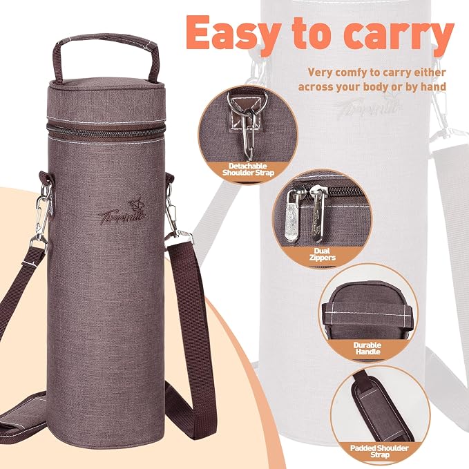 Tirrinia Single Bottle Wine Gift Carrier Bag, Insulated Travel Wine Cooler Tote - Image 2