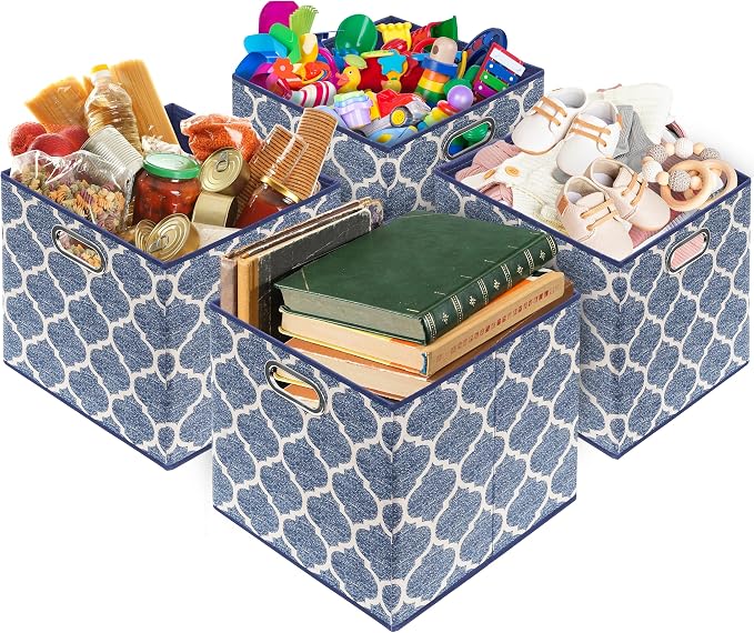 SIMPLE HOUSEWARE 13-Inch Collapsible Fabric Cube Storage Bin - Image 4