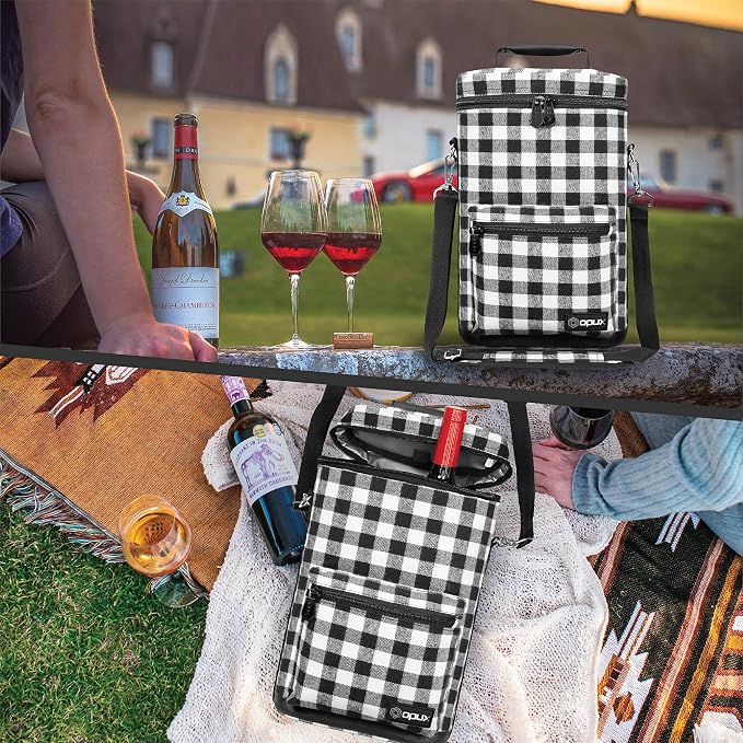 Opux 2 Bottle Wine Tote Carrier, Insulated Cooler Bag - Image 7