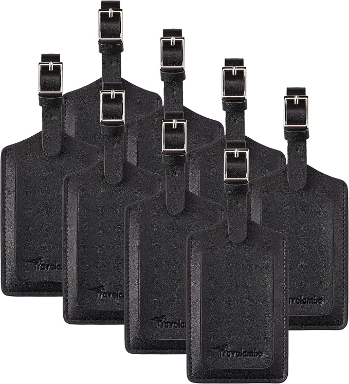 8 Pack Leather Luggage Travel Bag Tags by Travelambo by Travelambo
