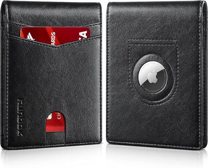 RUNBOX AirTag-Wallet-Mens-Slim-RFID Blocking Wallets Leather by RUNBOX