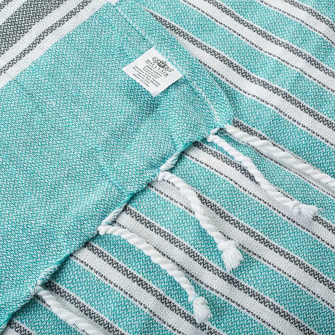 HILLFAIR Cotton Turkish Beach Towels, Quick Dry Lightweight Sand Free Peshtemal - Image 8