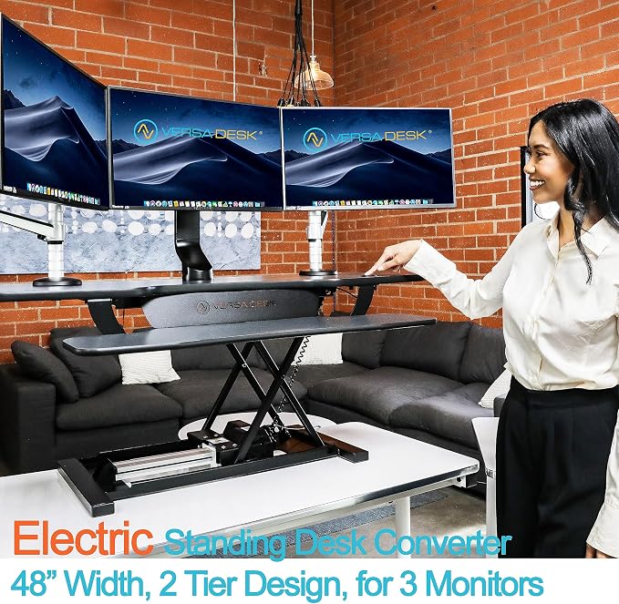 VERSADESK® PowerPro™ 48” x 24” Extra Wide Electric Sit-to-Stand Desk Converter - Image 2