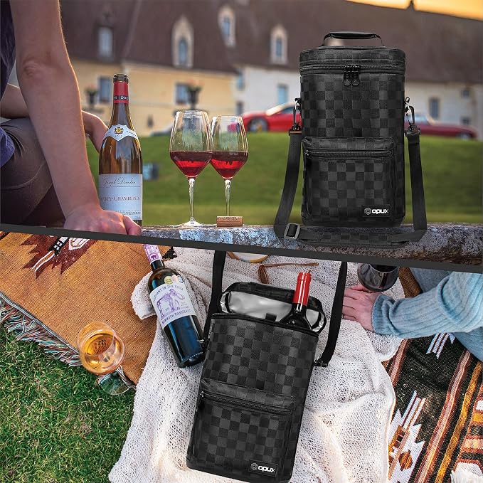 opux Wine Bag 2 Bottle Wine Tote Carrier, Insulated Wine Cooler Bag - Image 7