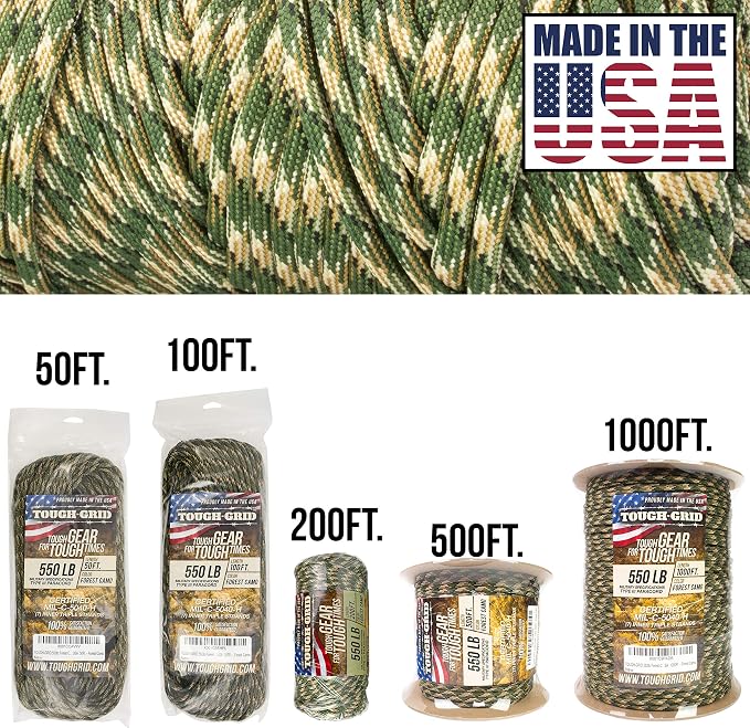 TOUGH-GRID 550 Paracord Rope Nylon Parachute Cord, Made in USA Survival Kit - Image 2
