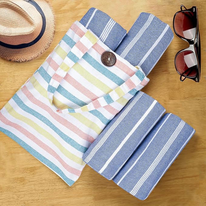 HILLFAIR Cotton Turkish Beach Towels, Quick Dry Lightweight Sand Free Peshtemal - Image 3