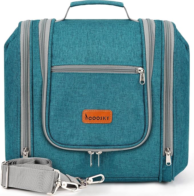 Extra Large Toiletry Bag for Women and Men, 6 Organizer Compartments, Holds by COOSKY