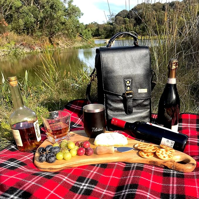 Leather Wine Bag & Wine Tumblers Set. Wine Gifts - Image 7