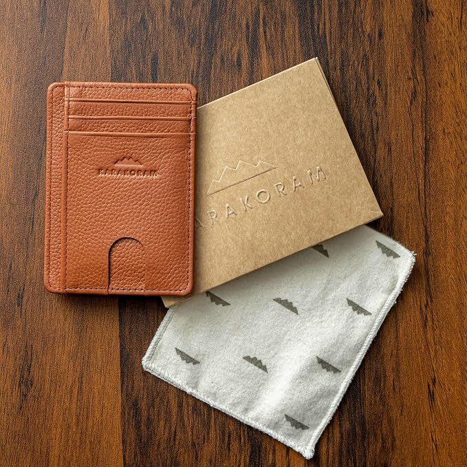 KARAKORAM Vertical Handcrafted Premium Leather Front Pocket Credit Card Holder - Image 9