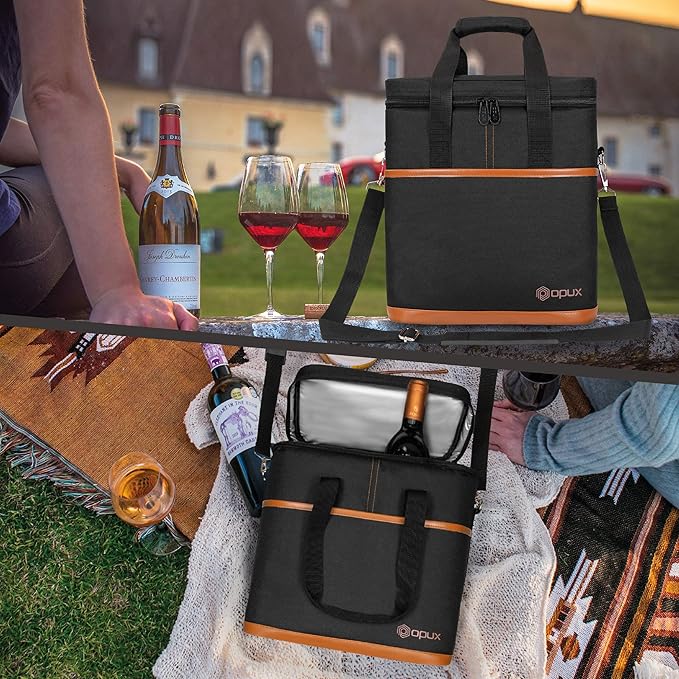 opux 6 Bottle Carrier Tote | Insulated Padded Wine Cooler Bag - Image 7